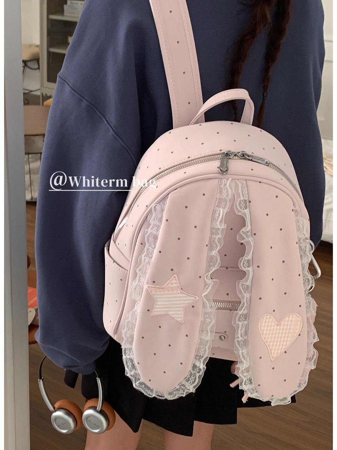 Cute Cartoon Rabbit High-grade Lace Pink Backpacks