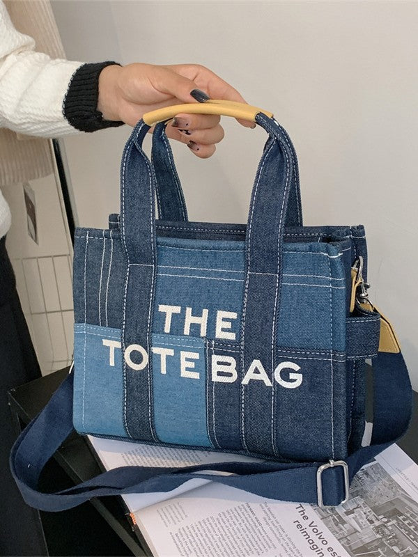 Women's Canvas Large Capacity Totes Patchwork Portable Tote Bag
