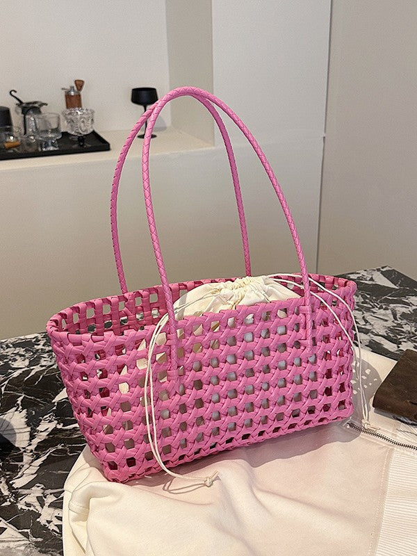 Women's Summer Super Hot Woven Large Capacity Picnic Lunch Box Seaside Bags