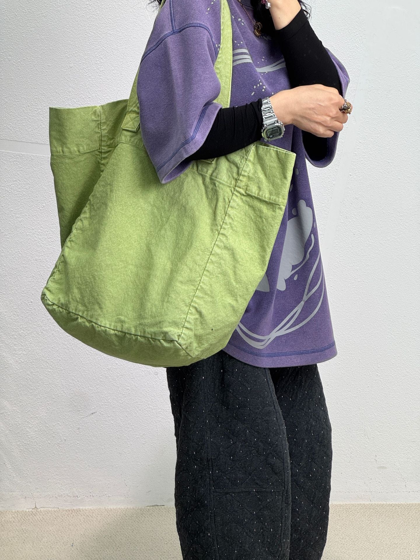 Washed Canvas Denim Large Capacity Texture Commuter Mummy Women's Shoulder Bag