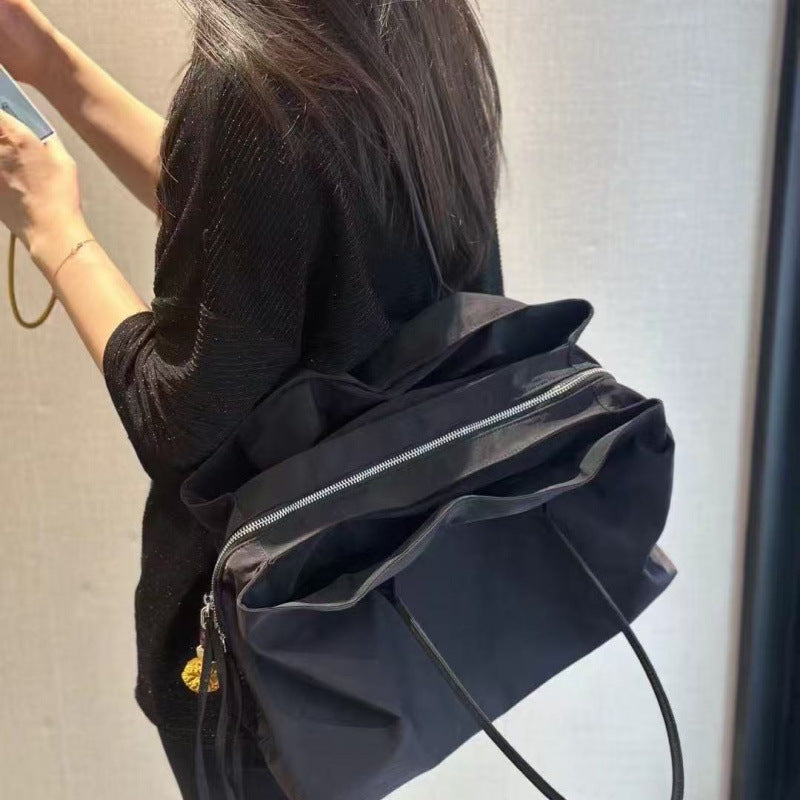 Women's & Men's Black Minimalist Large Capacity Totes Nylon Waterproof Gym Bags