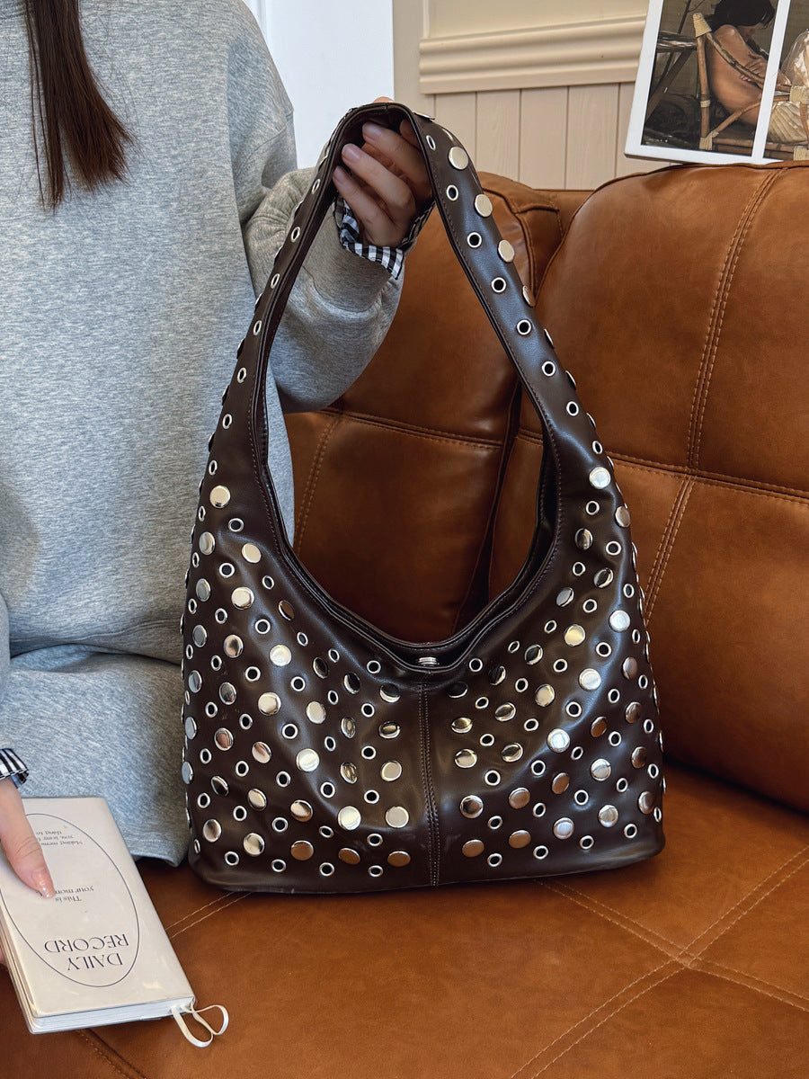 Women's Summer Cool Personality Dot Rivet Portable Underarm Bag