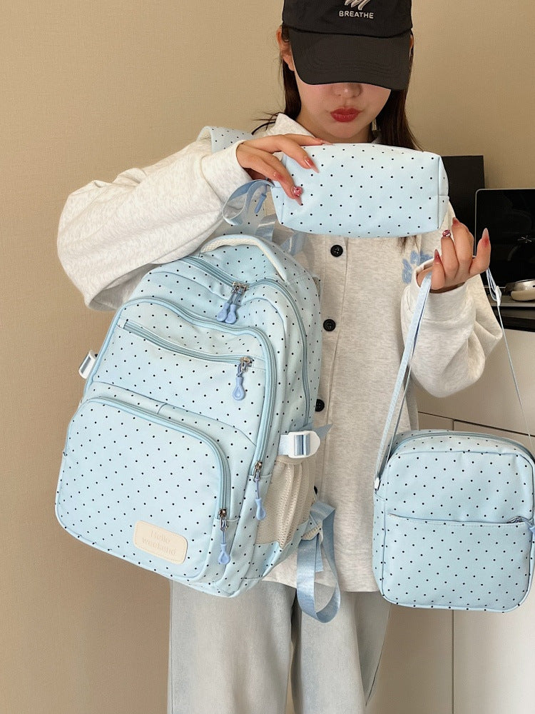 Women's Style Polka Dot Early High College Good-looking Cute Sweet Fresh Women's Backpack