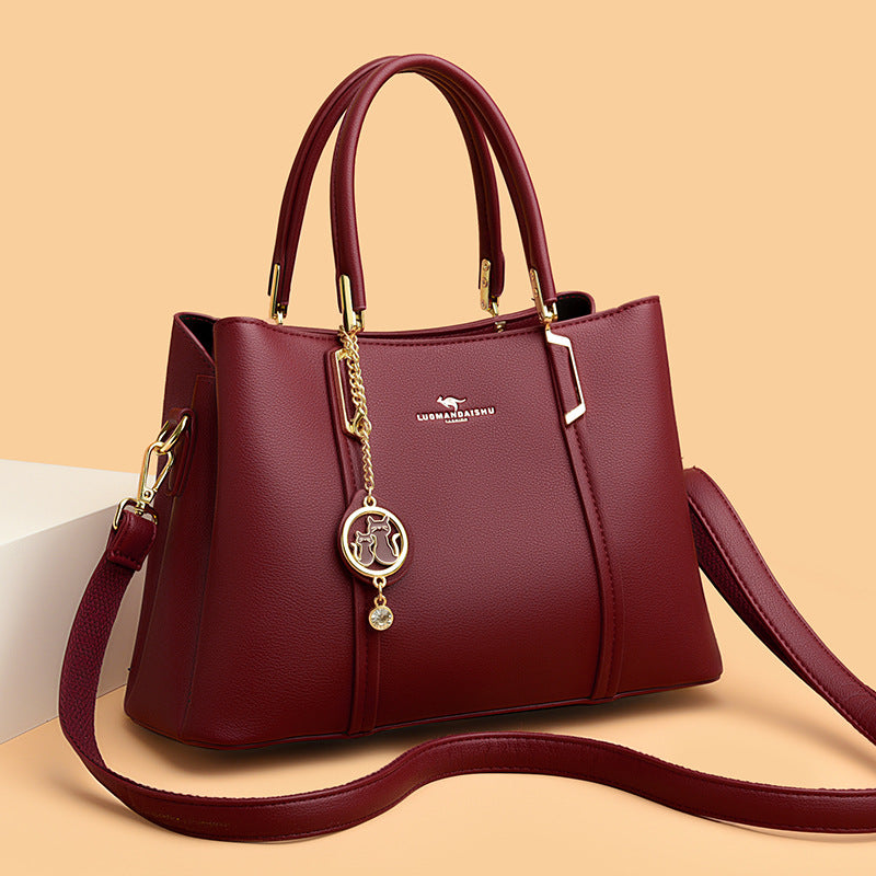 Women's Large Capacity Stitching Soft Leather To Handbags