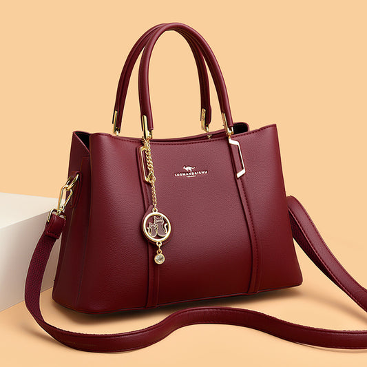 Women's Large Capacity Stitching Soft Leather To Handbags