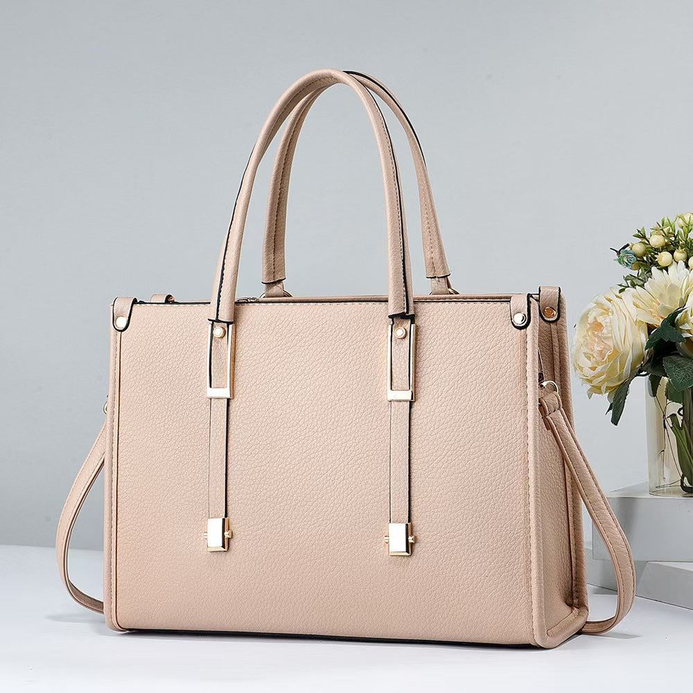 Women's Color High Quality Large Capacity Textured Portable Simplicity Tote Bag