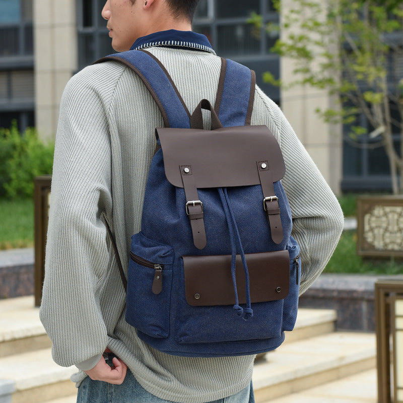 Men's Source Simple Canvas Large Capacity Retro Backpacks