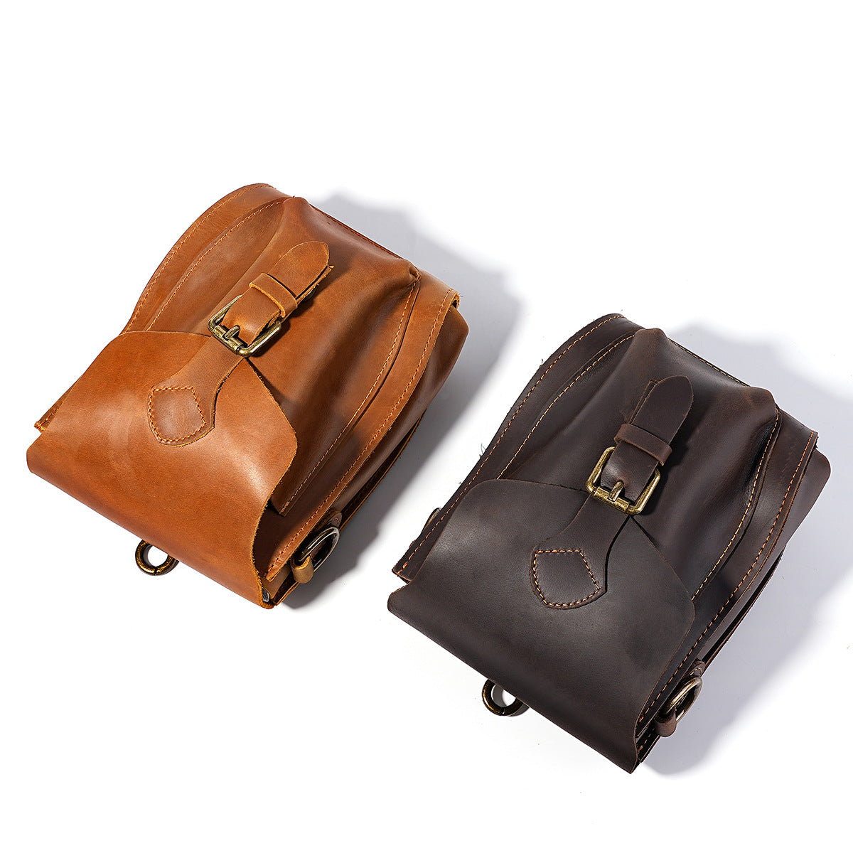 Men's Crazy Horse Leather Personalized Cowhide Hanging Mobile Small Square Bags