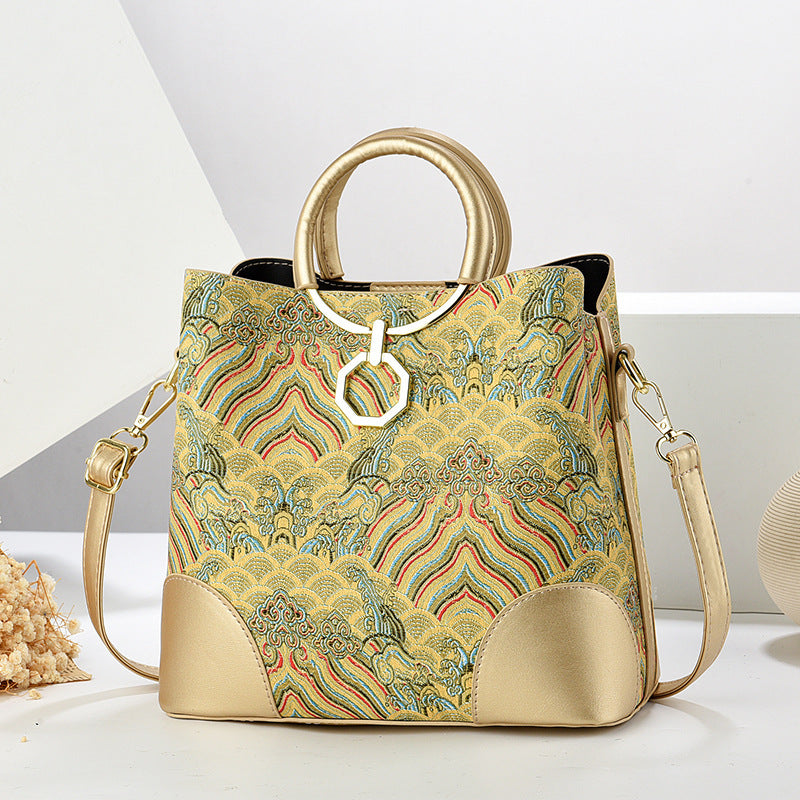 Women's Fashionable Large Capacity Retro Portable Bucket Bag