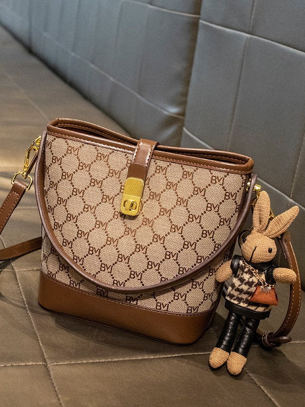 Women's Light Luxury Printed Fashion Portable Texture Bucket Bag