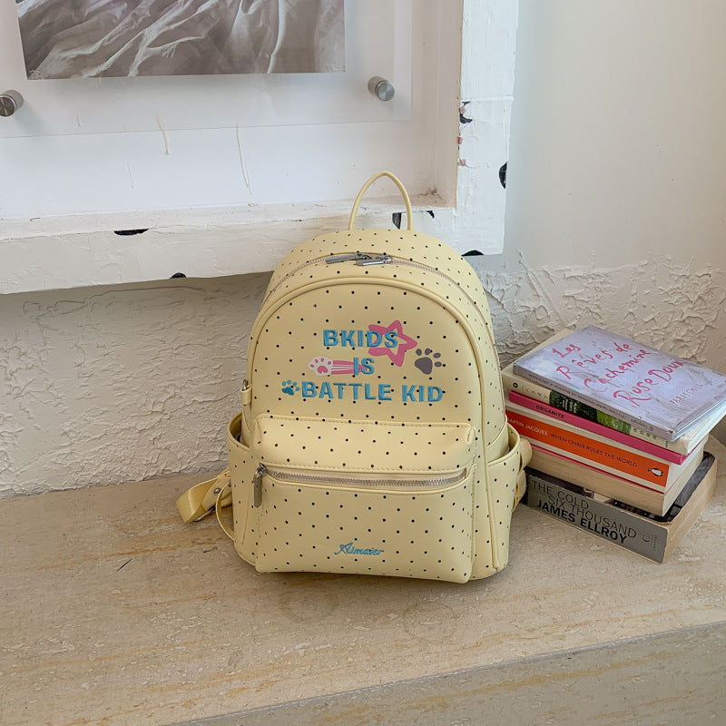 Women's Korean Style Dopamine Mint Green Wave Point Large Capacity College Women's Backpack
