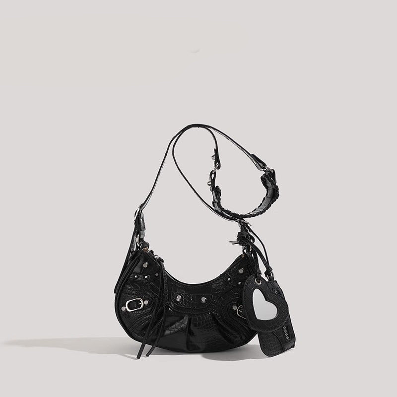 Women's Motorcycle Underarm Rivet Tassel Three-in-one Bags