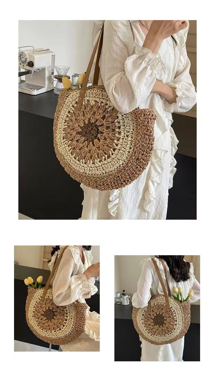 Woven Seaside Vacation Beach Large Capacity Women's Shoulder Bag