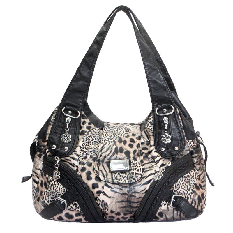 Hot Fashionable Western Style Washed Leather Women's Shoulder Bag