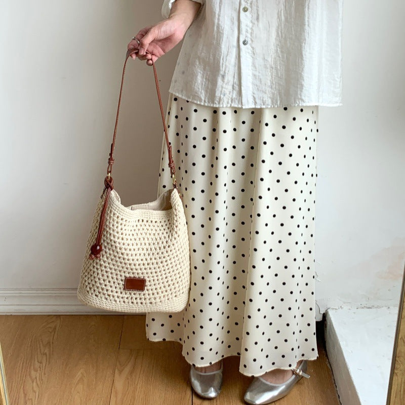 Women's Large Capacity Cotton Braided Commuter Bucket Bags