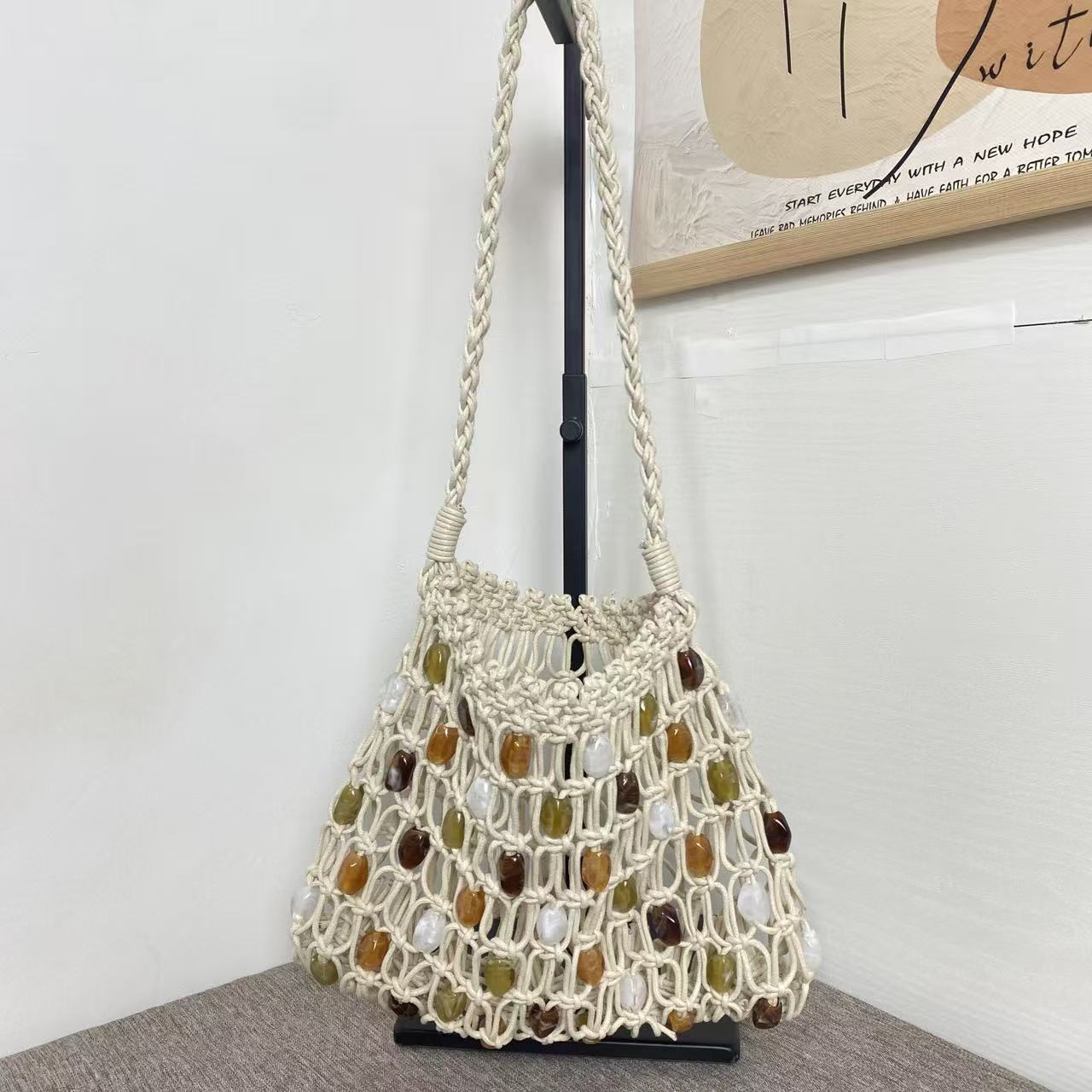 Women's Hand-woven Beads Summer Hollow Mesh Beach Women's Handbag