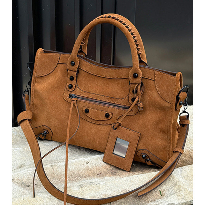 Version Rivet Motorcycle Frosted Genuine Leather Bags