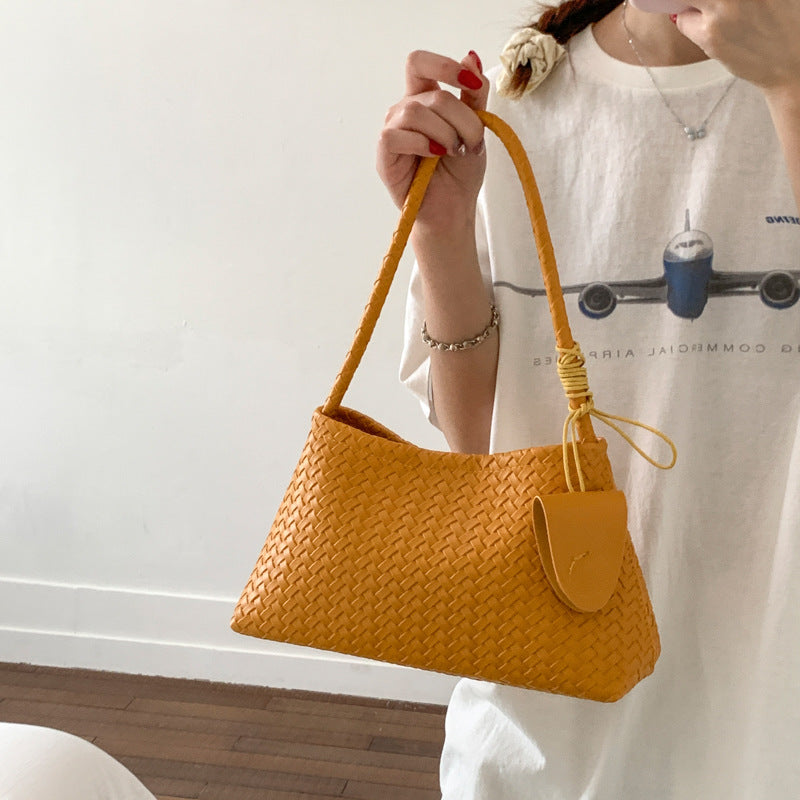 Women's Advanced Texture Light Luxury Woven Underarm Baguette Bags