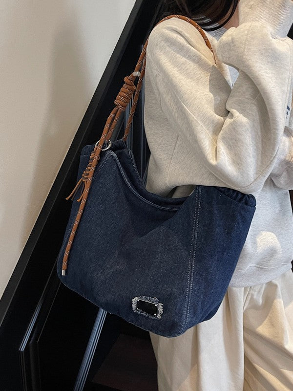 Women's Large Capacity Leisure Washed-out Denim Trendy Bags