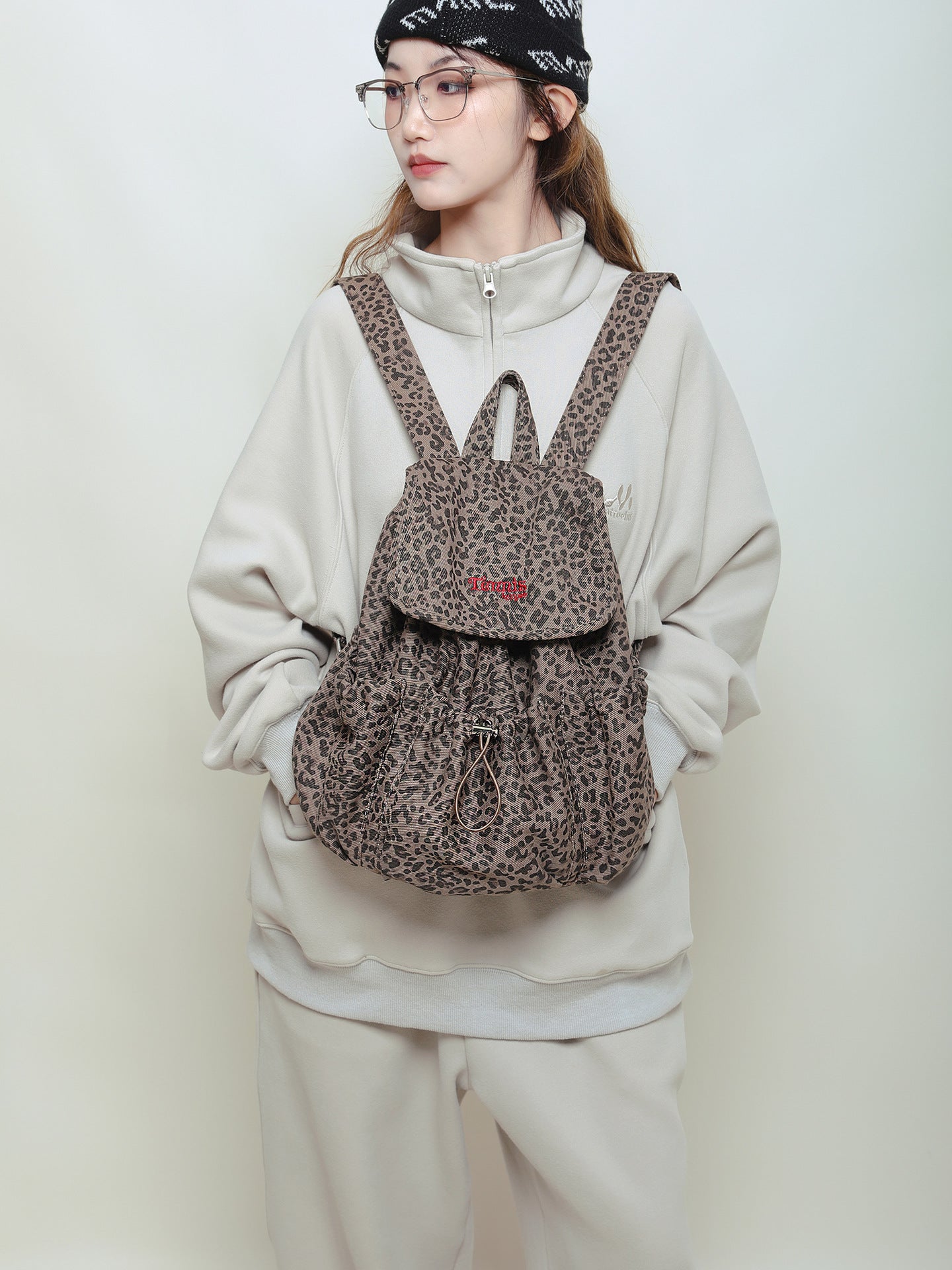 Korean Style Polka Dot Female Design Drawstring Backpacks