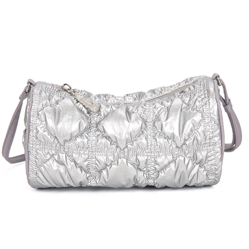 Women's Pillow Round Rhombus Pleated Bale Of Women's Shoulder Bag