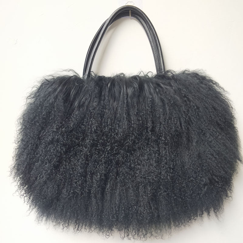 Innovative Classy Women's Tan Wool Fur Women's Handbag