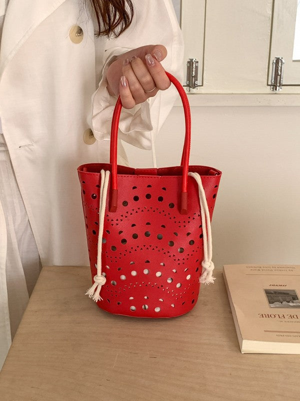 Women's Korean Hollow Fashion Drawstring Vegetable Basket Bags
