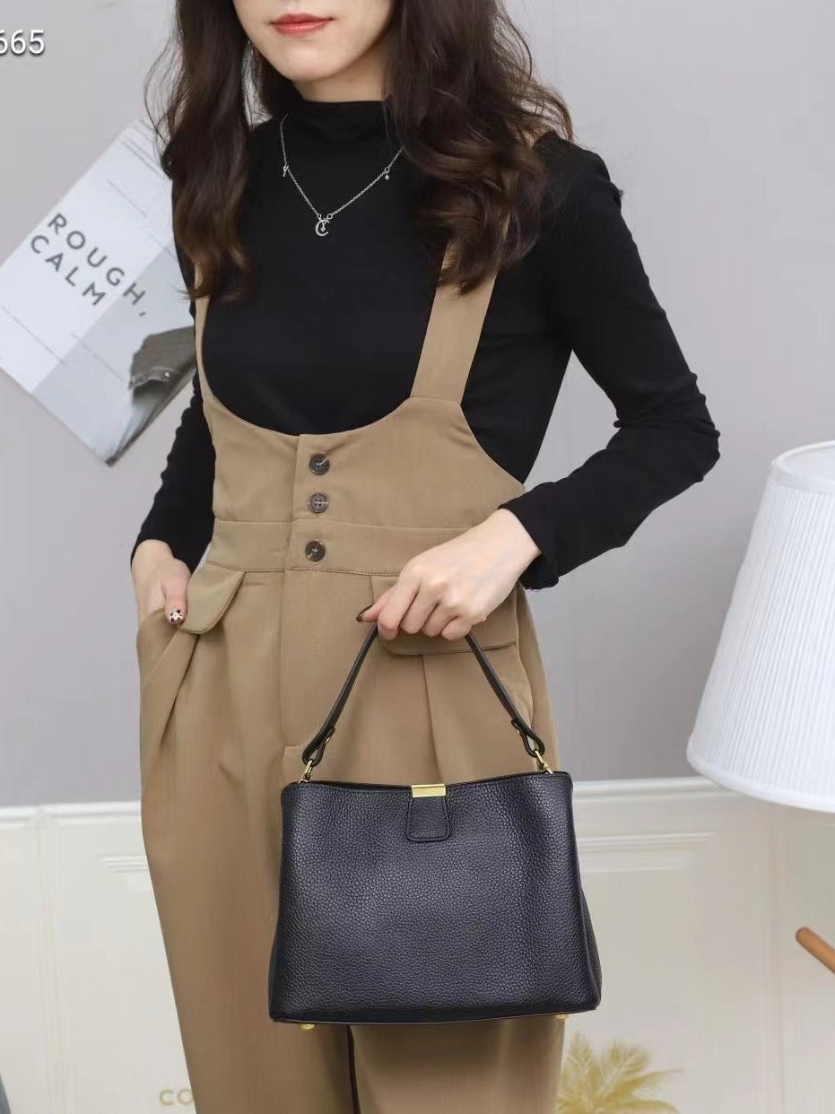Women's Fashion Cattle Leather Trendy Commute Genuine Wide Bags