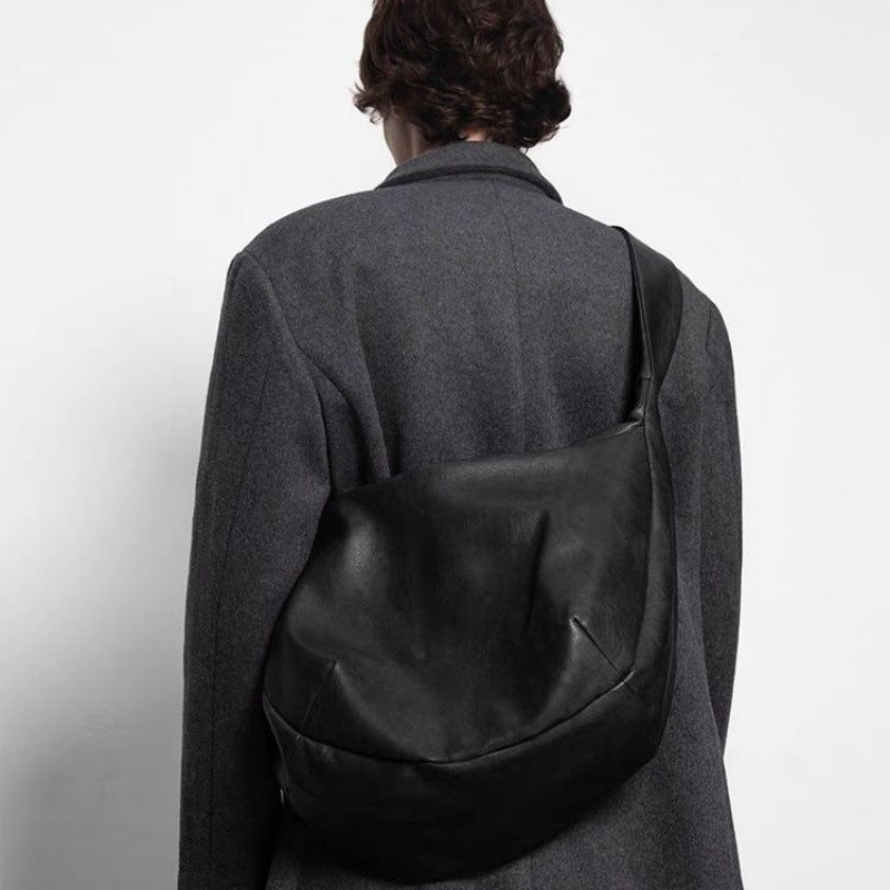 Classy Washed Mottled Pleated Leather Hobo Bags