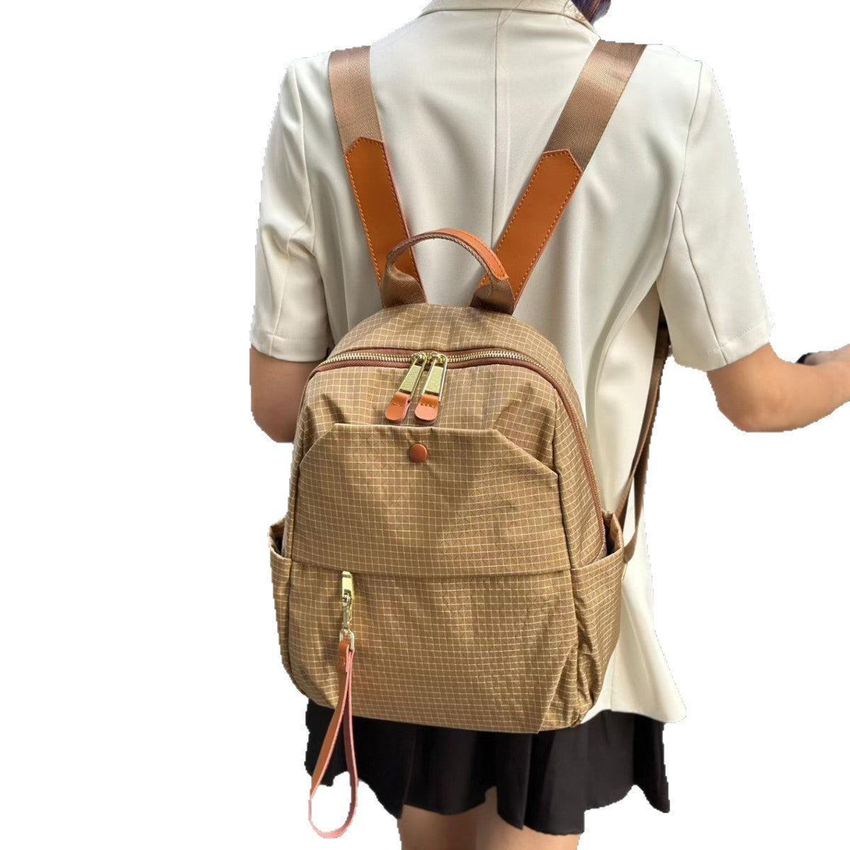 Women's Lightweight Waterproof Plaid Nylon Simple Minority Women's Backpack