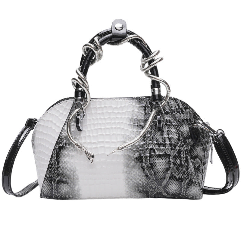 Women's Snakeskin Pattern Retro Style Head Women's Handbag