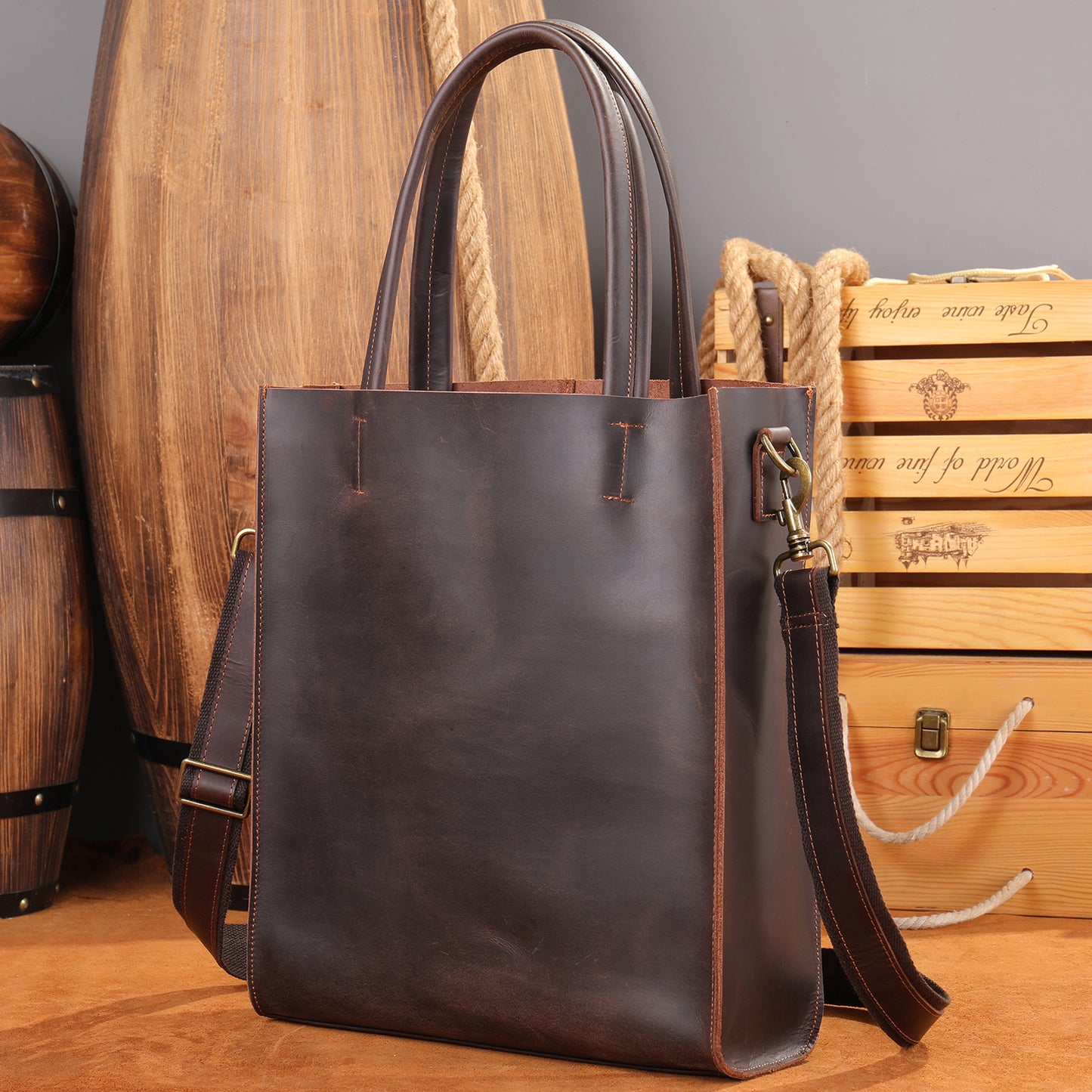 Men's Leather First Layer Cowhide Crazy Horse Men's Messenger Bag