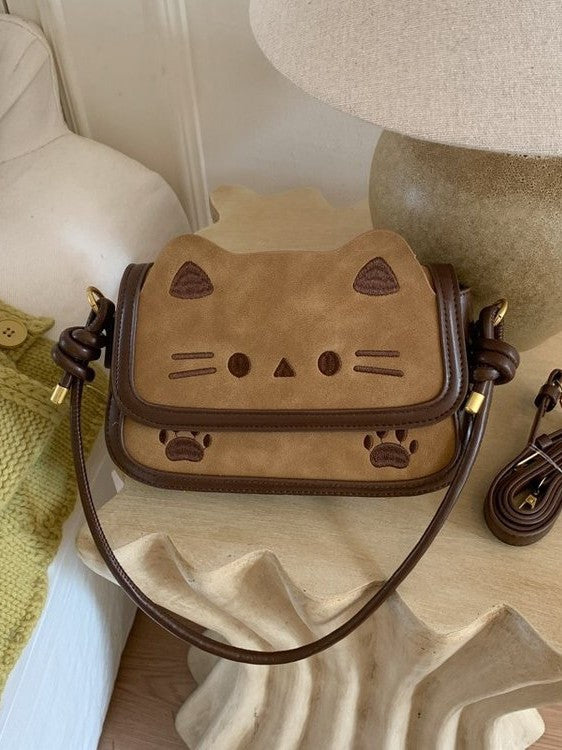 Women's Korean Retro Cute Kitten Cartoon Versatile Leisure Backpack