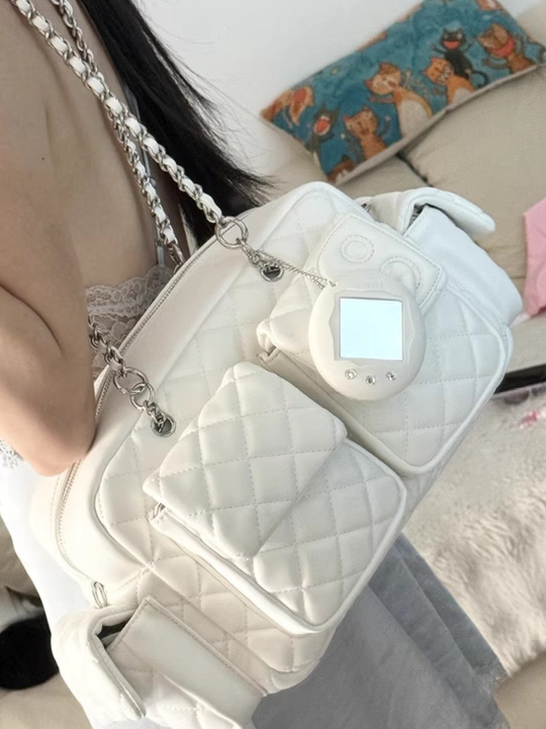 Rhombus Retro Motorcycle Large Capacity Simple Women's Shoulder Bag