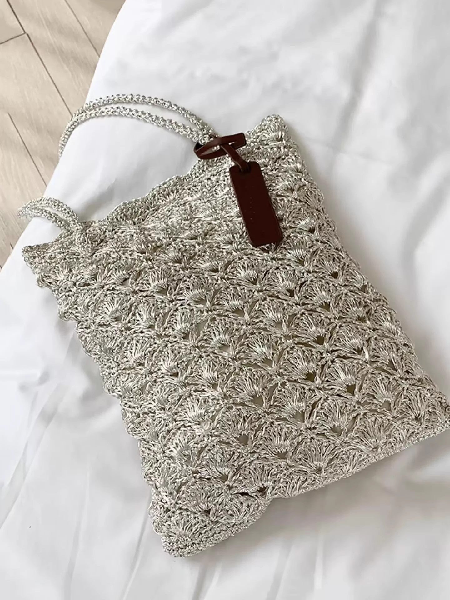 Women's Shell Crocheted Exquisite Niche Bright Sier Women's Shoulder Bag