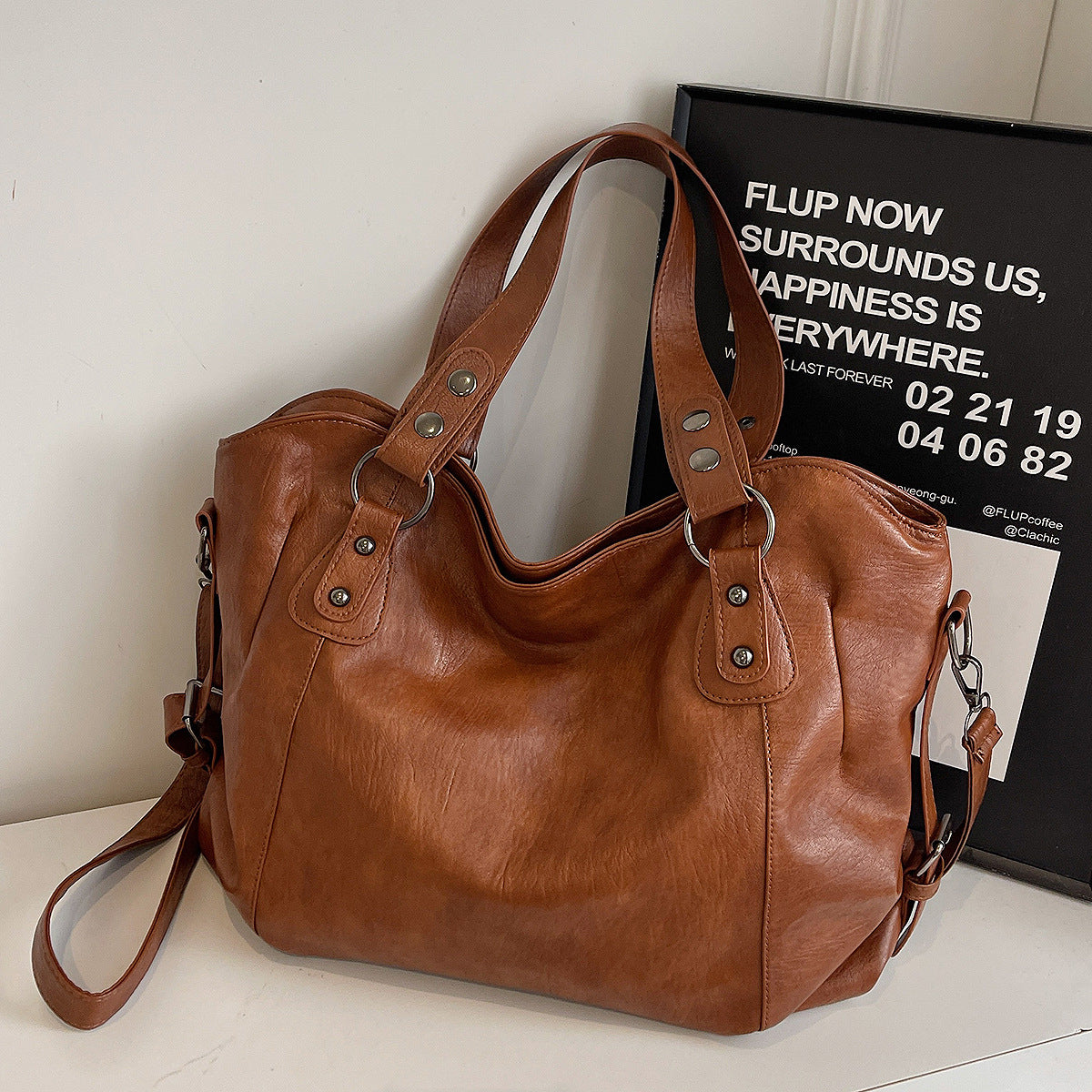 Fashion Simple Solid Color Everyday Joker Large Capacity Retro Tote Bag