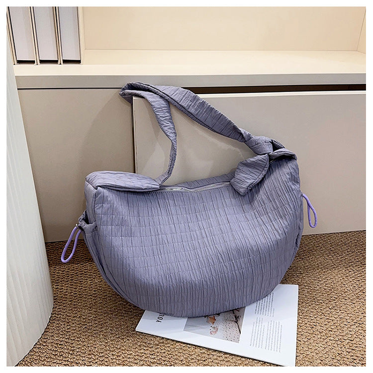 Women's Good-looking Design Striped Pleated Dumpling Lightweight Women's Messenger Bag