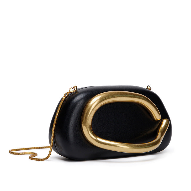 Women's Round Box Clutch Mini Metal Chain Portable Bags