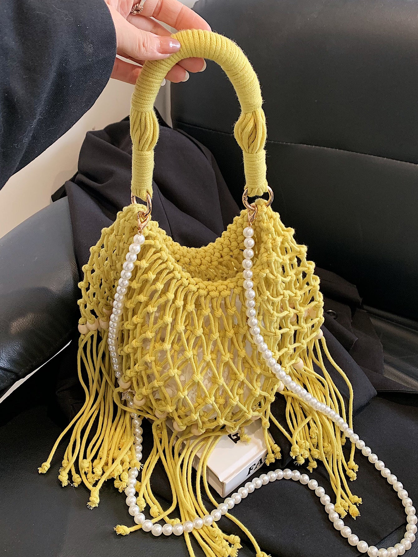 Women's Bohemian Ethnic Style Tassel Woven Summer Hollow Beach Bags