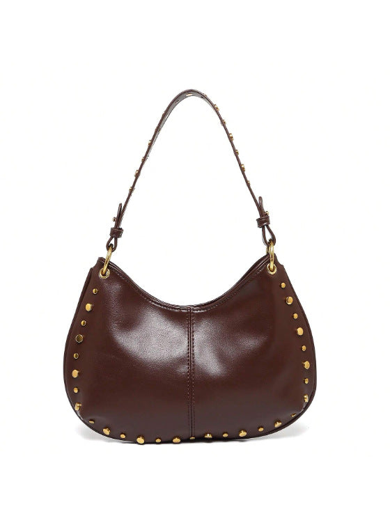 Women's Fashion Trend Underarm Rivet Chain Boston Bags