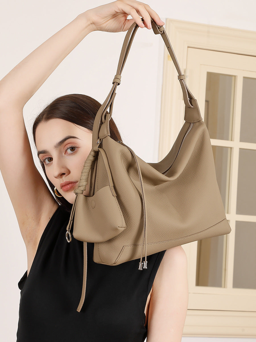 Style Leather Large Capacity Commuter High Women's Shoulder Bag