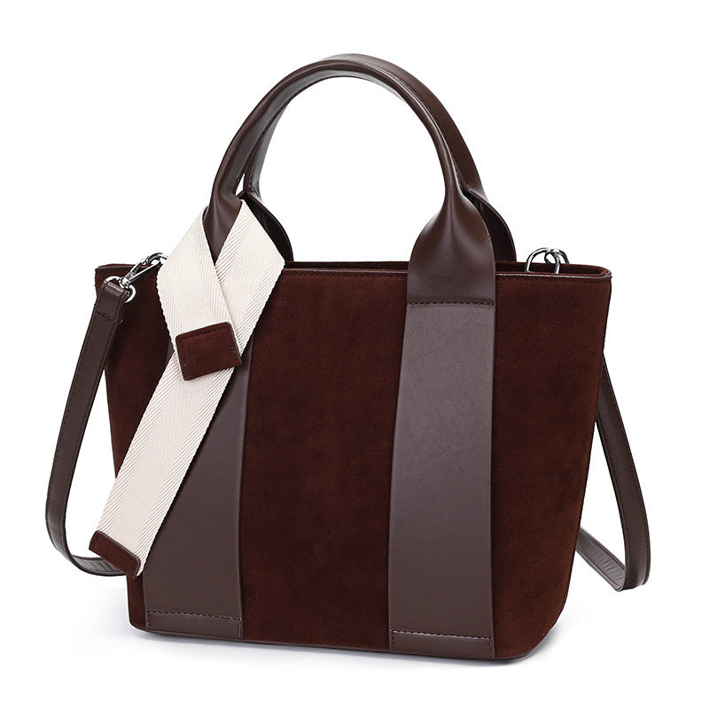 New Women's Retro Stitching Simple Versatile Bucket Bag