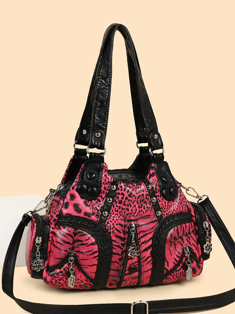 Leopard Print Rivet Hot Fashion Western Handbags