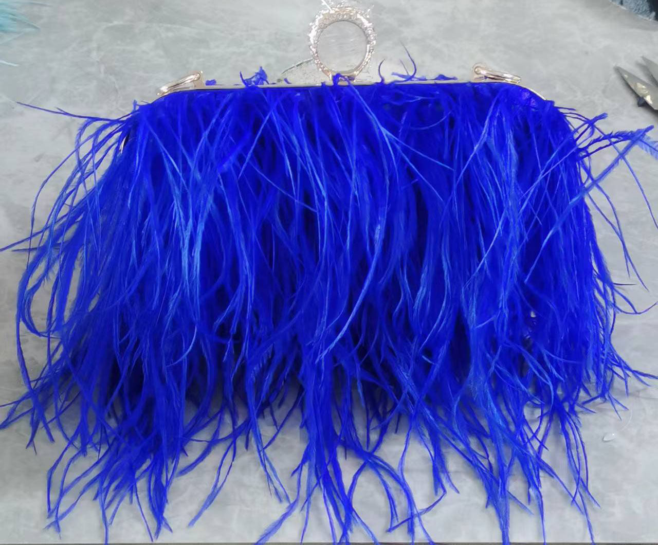 Fashion Tassel Ostrich Feather Dinner Catwalk Bags