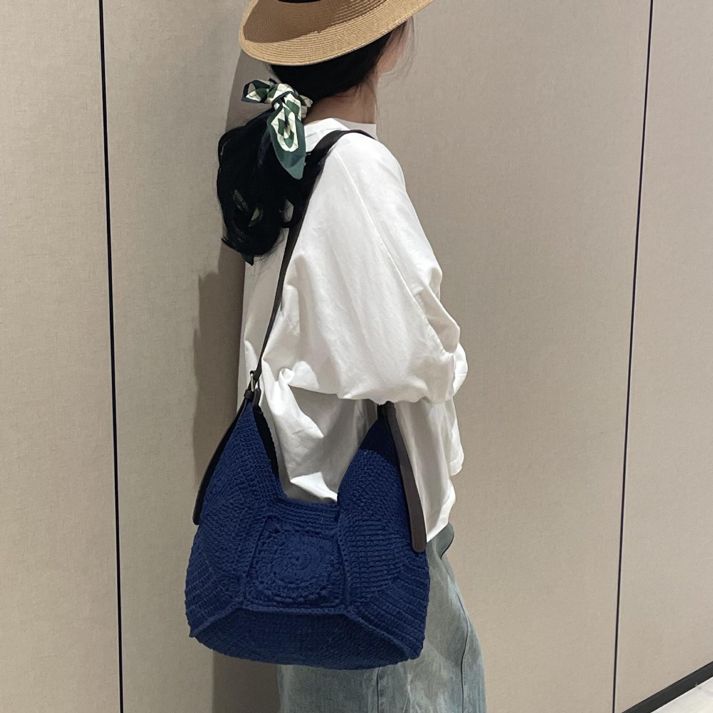 Large Capacity Cotton Thread Woven Grandma Bags