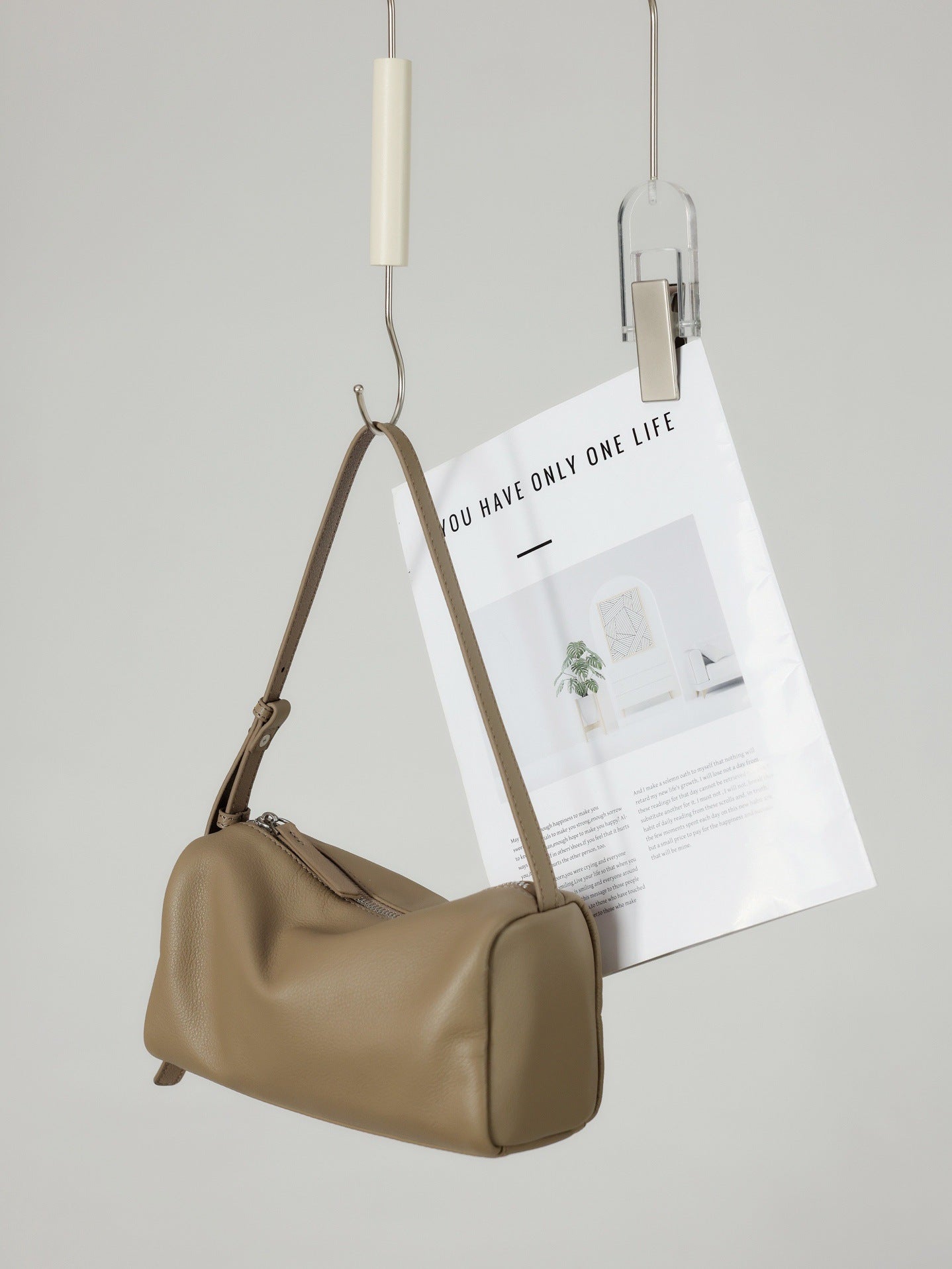 Minimalist Solid Color Korean Style High Sense Niche Leather Cylinder Underarm Bag