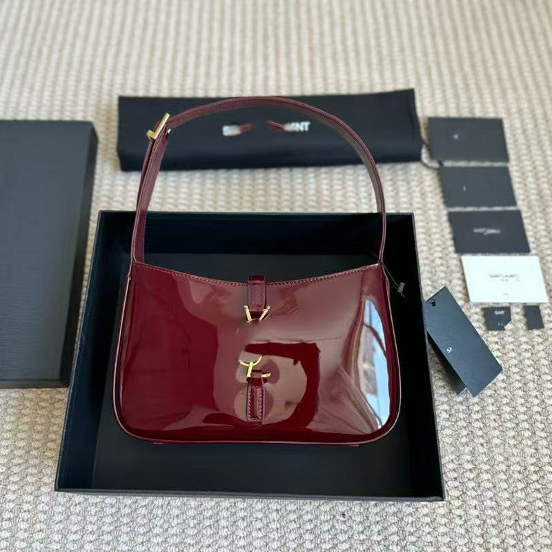 Light Luxury Patent Leather Shiny Temperament Wild High Sense Niche Underarm Bag