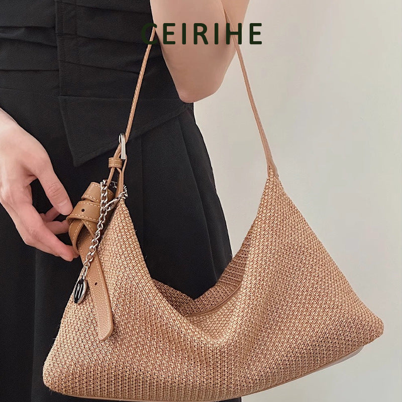 Women's Seaside Vacation Leisure Straw Woven Underarm Summer Idle Bags