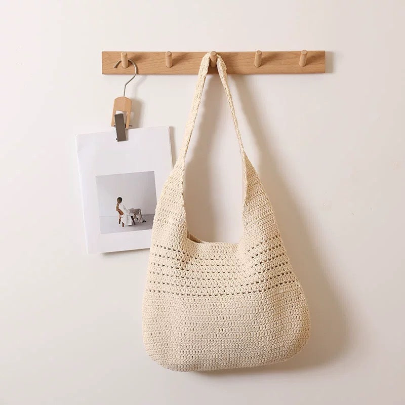 Women's Summer Cotton Thread Woven Seaside Vacation Beach Large Capacity Women's Shoulder Bag