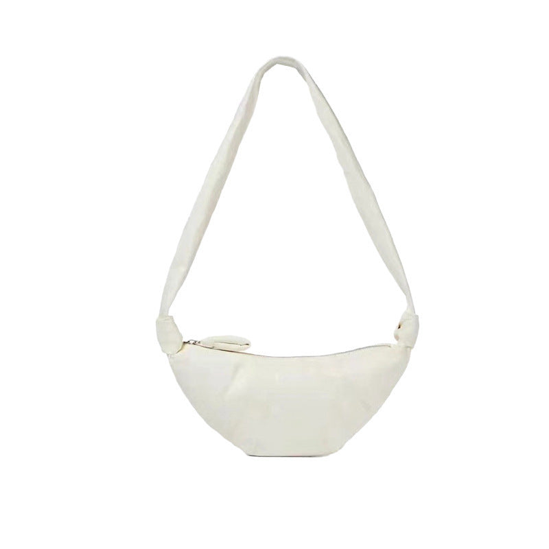 Women's Layer Cowhide Croissant Korean Style Design Women's Messenger Bag